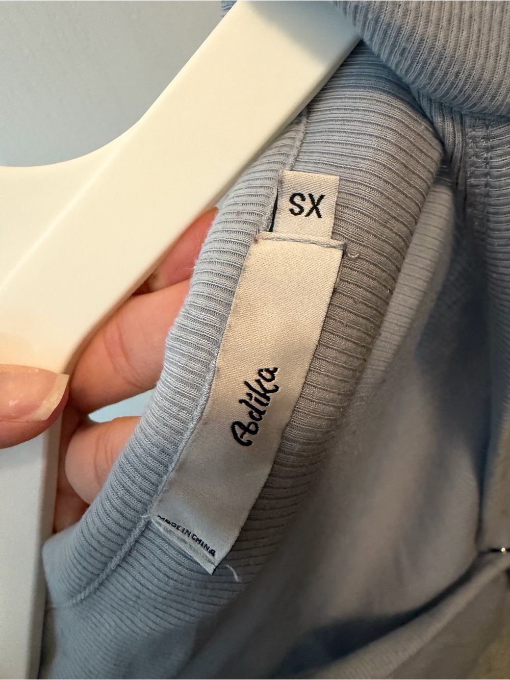 Light Blue Cropped Rib-Knit Button Front Top - Picture 2 of 3